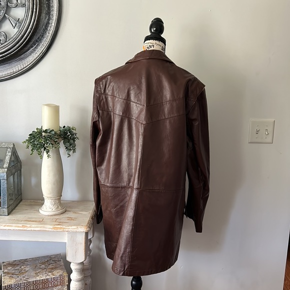Vintage The Leather Shop Brown Leather Jacket w/ Liner Unisex size 46 Tall - Picture 8 of 12